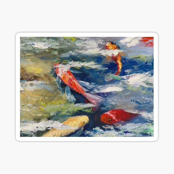 Koi Fish Oil Painting Sticker
