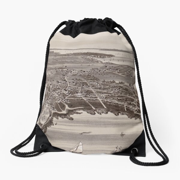 Vintage Map of Pigeon Cove Rockport MA (1886) Drawstring Bag