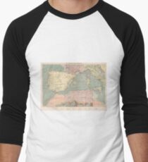 Vintage Map of The Eastern Mediterranean Ports (1905) Men's Baseball ¾ T-Shirt