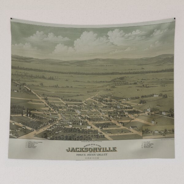 Item preview, Vintage Pictorial Map of Jacksonville OR (1883) designed and sold by BravuraMedia.