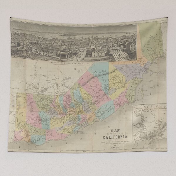 Item preview, Vintage Map of California (1860) designed and sold by BravuraMedia.