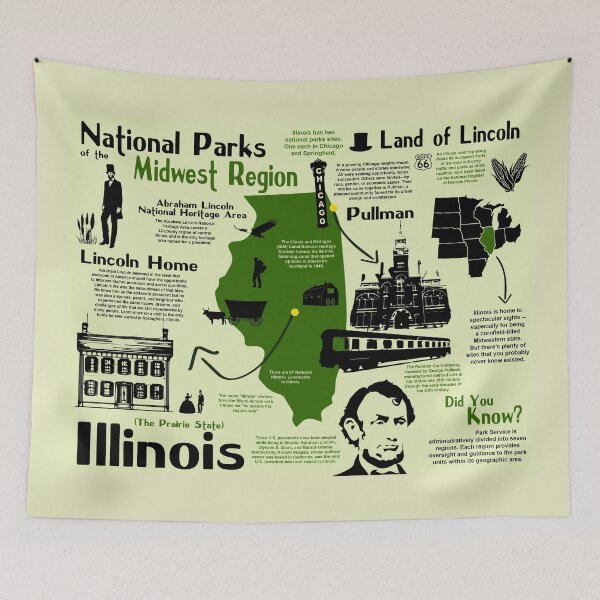 Item preview, Illinois National Park Infographic Map  designed and sold by BravuraMedia.