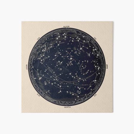 Antique Map of the Night Sky, 19th century astronomy Art Board Print