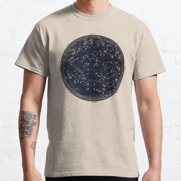 Antique Map of the Night Sky, 19th century astronomy Classic T-Shirt