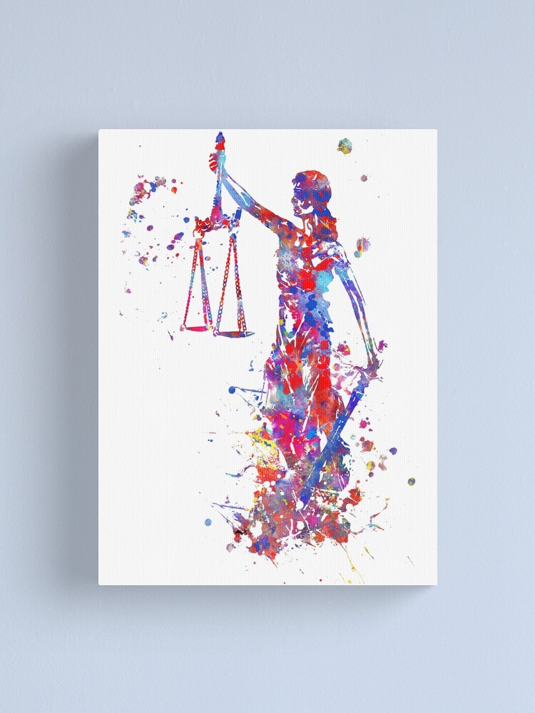 Alternate view of Lady justice, watercolor lady justice, lady justice print, lady justice art, watercolor art, watercolor print Canvas Print