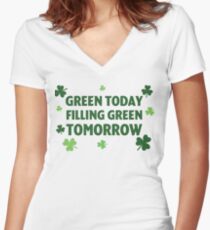 St. Patrick's Day Green Women's Fitted V-Neck T-Shirt