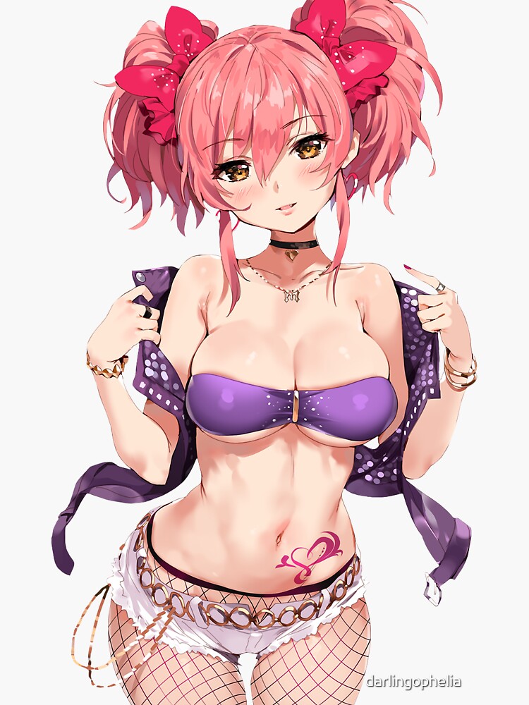 Sexy Anime Girl With Pink Hair Sticker For Sale By Darlingophelia Redbubble