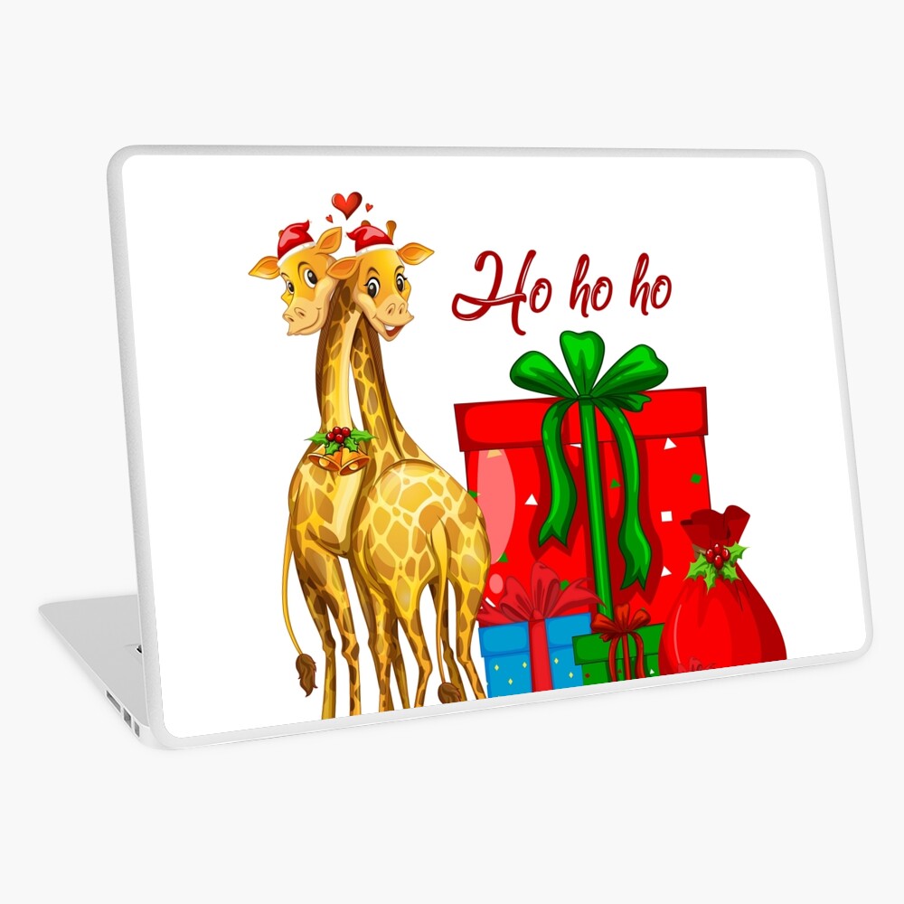 Christmas Giraffes Ho Ho Ho Laptop Skin