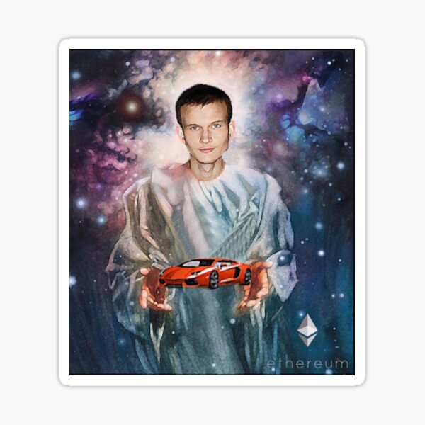 Vitalik Buterin The Lambo Jesus Sticker By Thispirate Redbubble