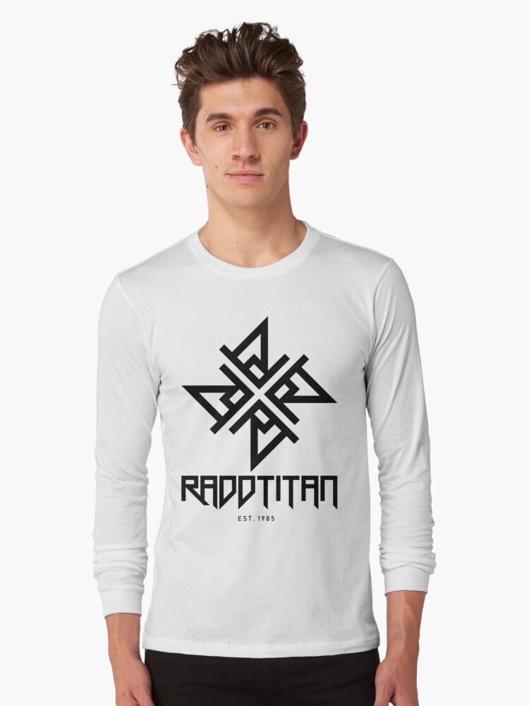 Thumbnail 1 of 5, Long Sleeve T-Shirt, Black Star and Logo Big - RaddTitan designed and sold by RaddTitan.