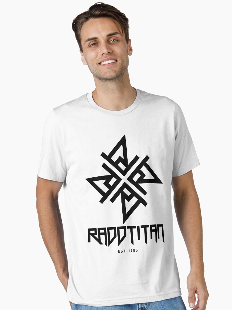 Thumbnail 1 of 7, Essential T-Shirt, Black Star and Logo Big - RaddTitan designed and sold by RaddTitan.