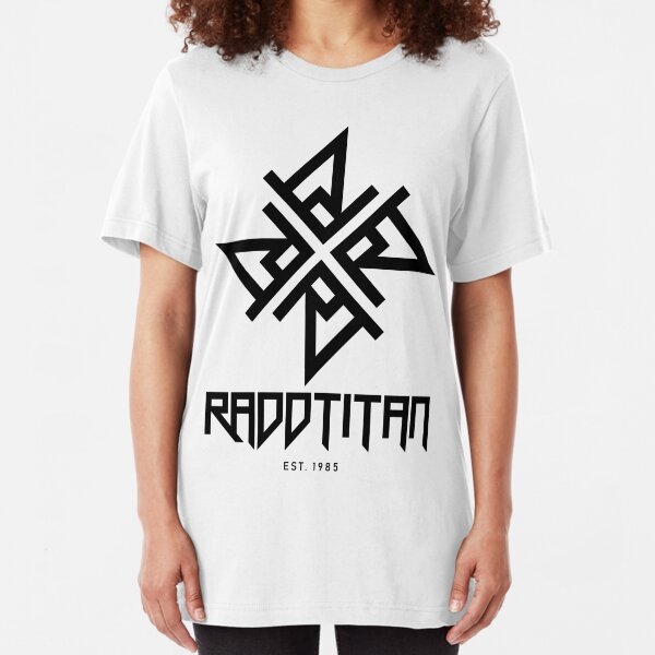 Black Star and Logo Big - RaddTitan Slim Fit T-Shirt