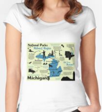 Michigan National Parks Infographic Map Women's Fitted Scoop T-Shirt