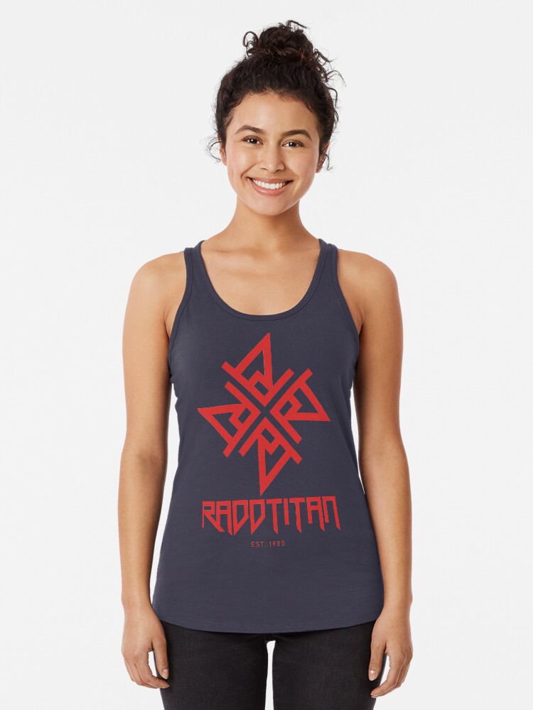 Thumbnail 1 of 3, Racerback Tank Top, Red Star and Logo Big - RaddTitan designed and sold by RaddTitan.