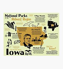 Iowa National Parks Infographic Map Photographic Print