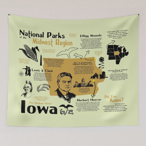 Item preview, Iowa National Parks Infographic Map designed and sold by BravuraMedia.