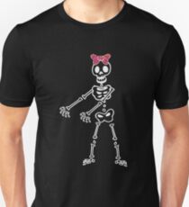 Halloween Pink Hair Bow Skeleton Floss Dancer For Girls Unisex T-Shirt