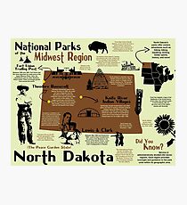North Dakota National Parks Infographic Map Photographic Print