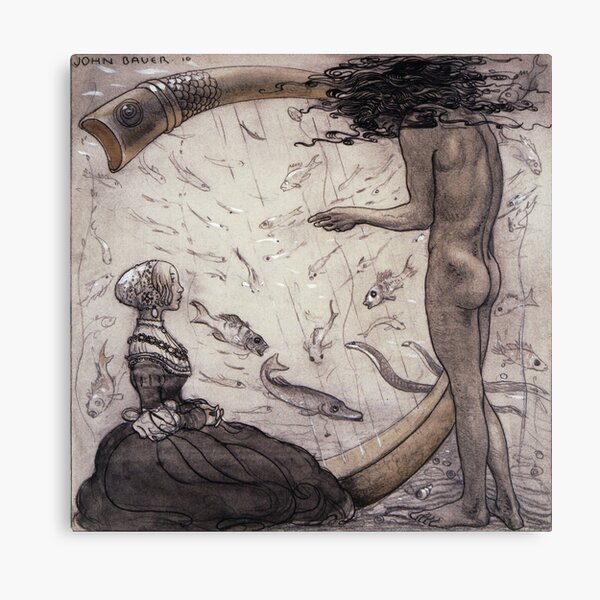 Agneta and the Sea King - John Bauer Canvas Print