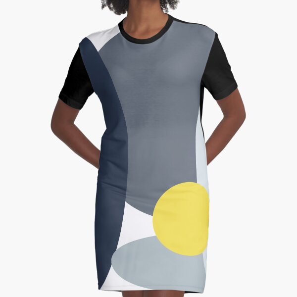 4am Yellow Full Moon Graphic T-Shirt Dress