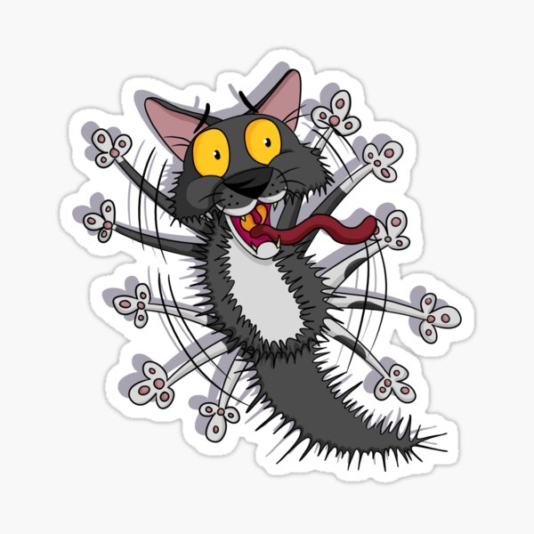 Pixel The Cowardly Cat! Sticker