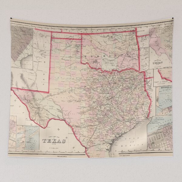 Item preview, Vintage Map of Texas and Oklahoma (1876) designed and sold by BravuraMedia.