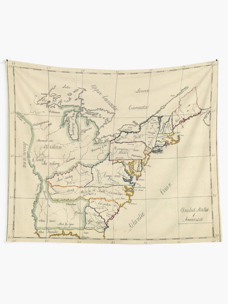 "Vintage Map of The United States (1810)" Tapestry by BravuraMedia 