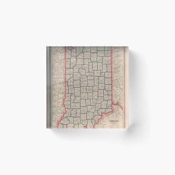 Item preview, Vintage Map of Indiana (1883) designed and sold by BravuraMedia.