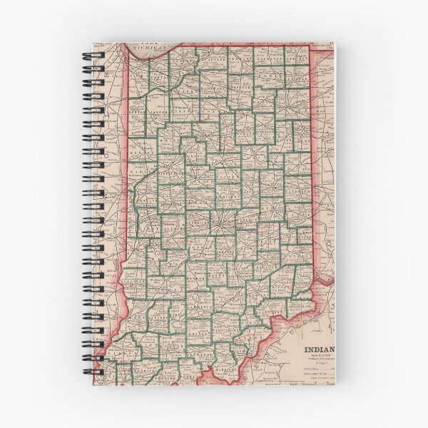 Item preview, Vintage Map of Indiana (1883) designed and sold by BravuraMedia.