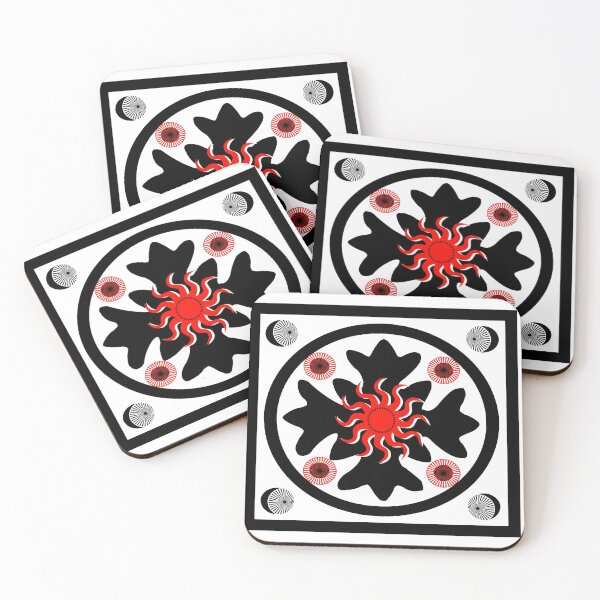 Item preview, Red sun on graphic flower in white frame designed and sold by Astralia.