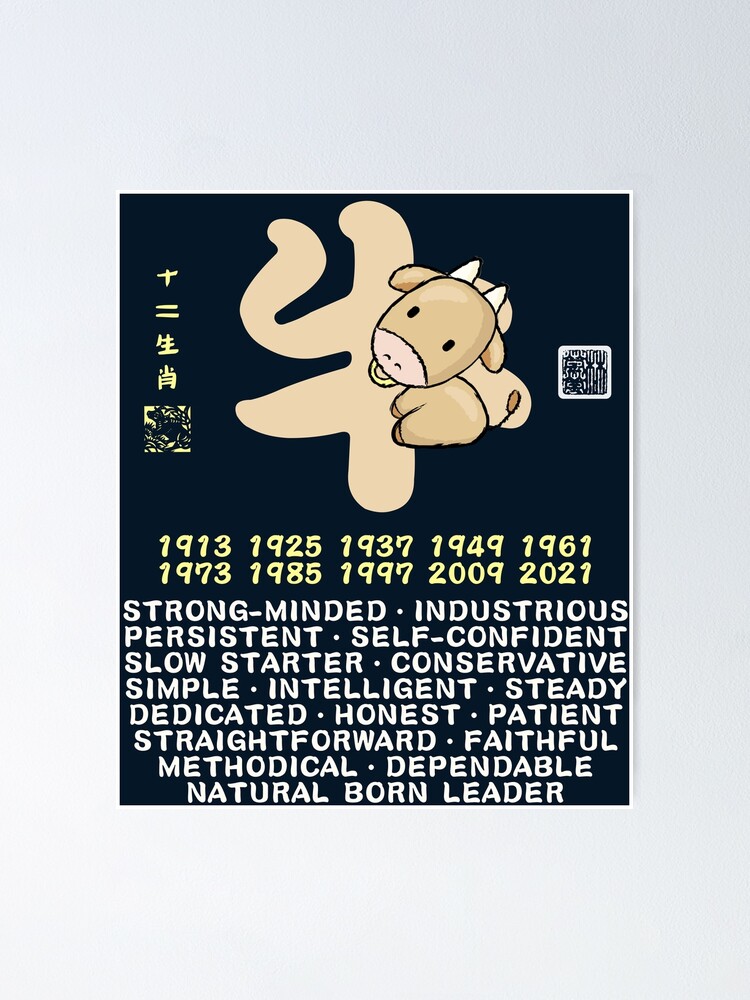 CUTE OX CHINESE ZODIAC ANIMAL PERSONALITY TRAIT