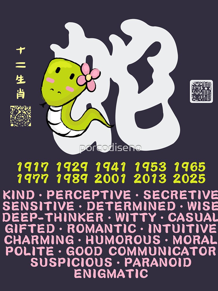 &quot;CUTE SNAKE CHINESE ZODIAC ANIMAL PERSONALITY TRAIT&quot; Pullover Hoodie by