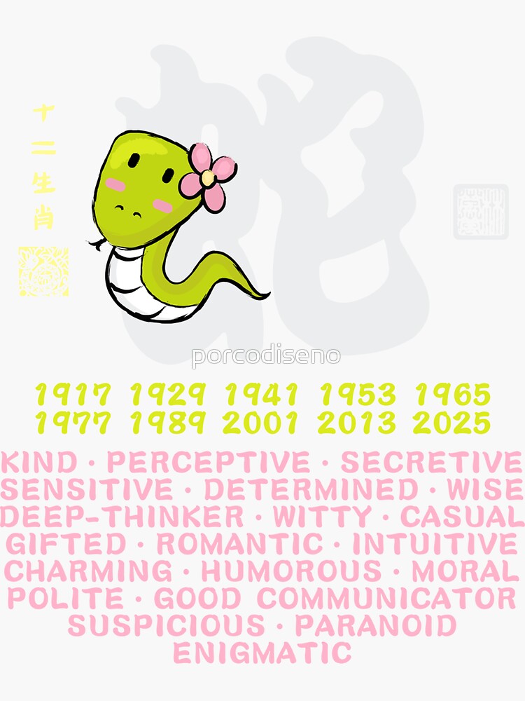 CUTE SNAKE CHINESE ZODIAC ANIMAL PERSONALITY TRAIT Sticker