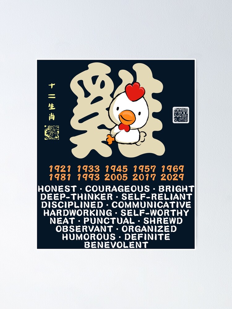 &quot;CUTE ROOSTER CHINESE ZODIAC ANIMAL PERSONALITY TRAIT&quot; Poster for Sale