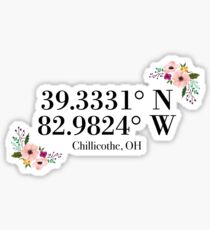 Chillicothe, OH Coordinates Sticker