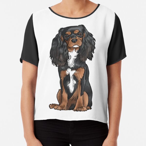 Cavalier King Charles Spaniel - Black and Tan Chiffon Top