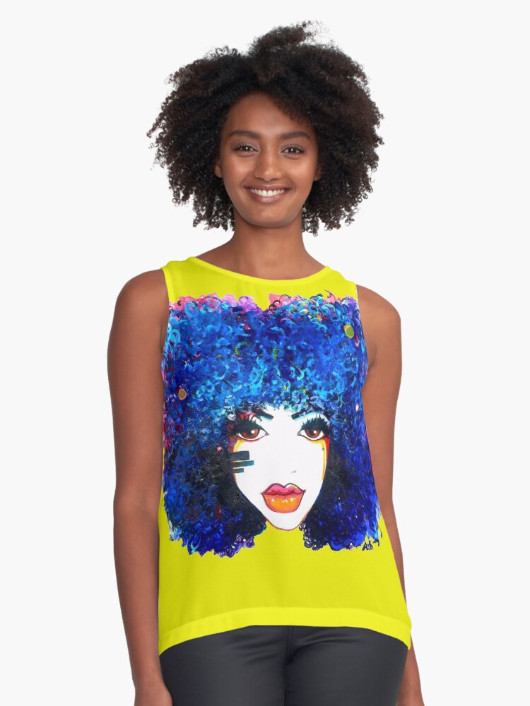 Blue Afro Curly Hair Girl Brown Eyes Natural Hair Queen