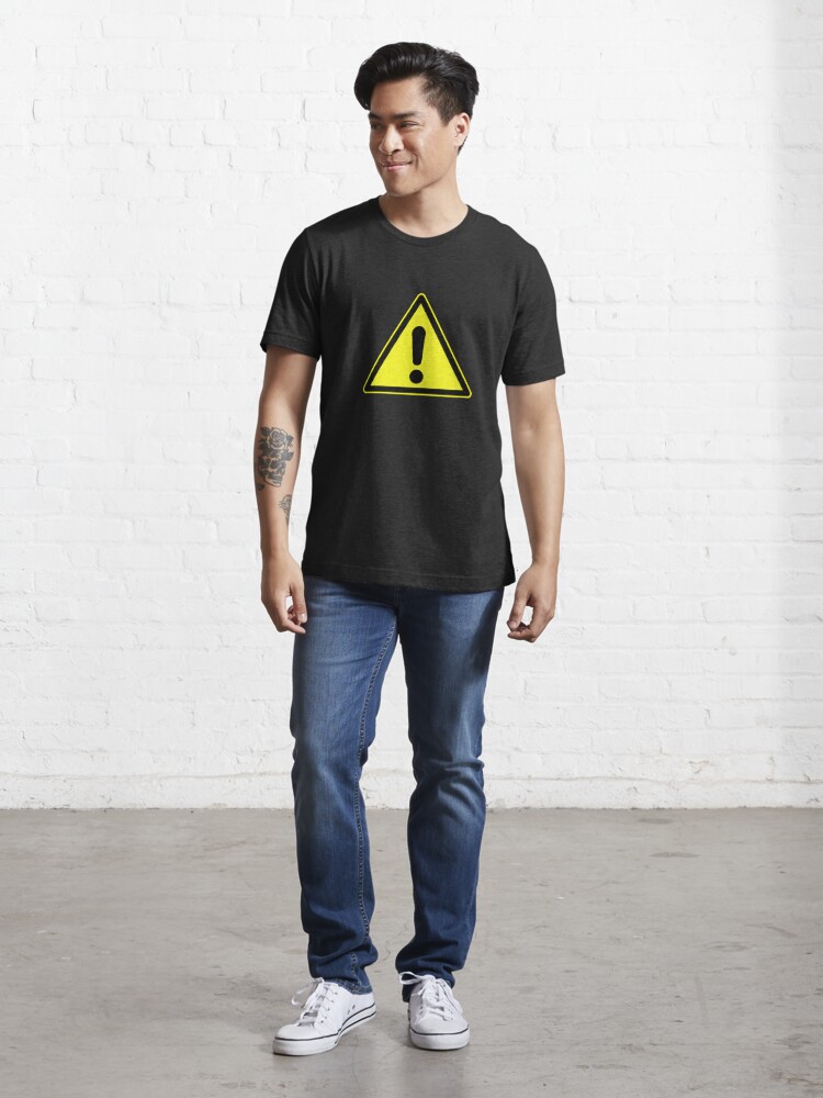 Warning sign. Exclamation mark in yellow triangle. | Essential T-Shirt