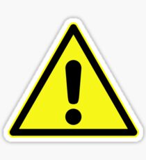 Warning sign. Exclamation mark in yellow triangle. Sticker