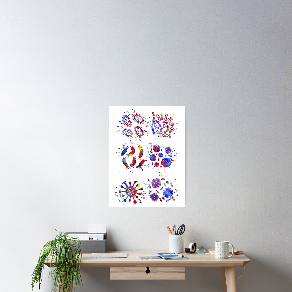 "Bacteria, watercolor bacteria, watercolor microbiology, virus art ...