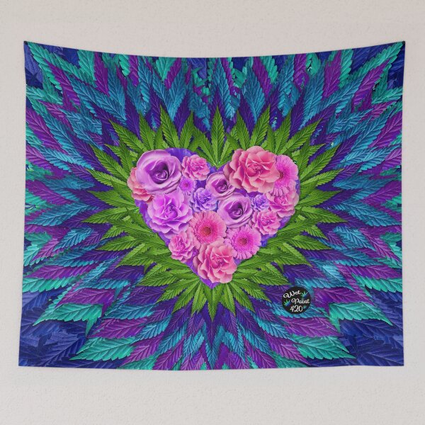 Item preview, Floral Heart with Cannabis Leaves designed and sold by WetPaint420.