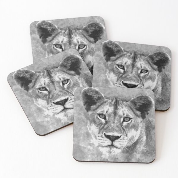 Item preview, Grayscale Female Lion Digital Art designed and sold by Nartissima.