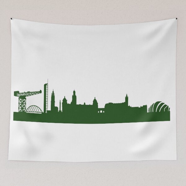 Item preview, GLASGOW skyline in forest green designed and sold by 44spaces.