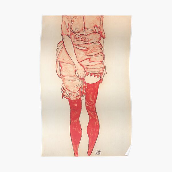 Jahrgang Egon Schiele Mädchen mit den roten Strümpfen 1913 Poster