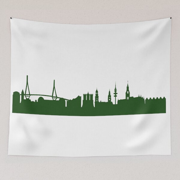 Item preview, HAMBURG skyline in forest green designed and sold by 44spaces.