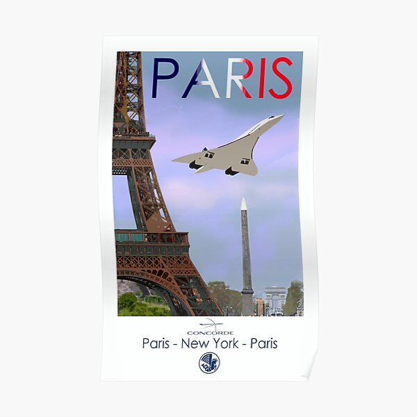 Concorde vintage style Paris - New York - Paris poster Poster