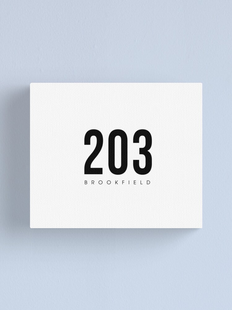 "Brookfield, CT 203 Area Code design" Canvas Print for Sale by