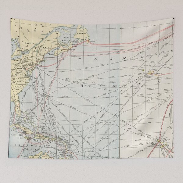 Item preview, Vintage Map of The Atlantic Ocean (1901) designed and sold by BravuraMedia.