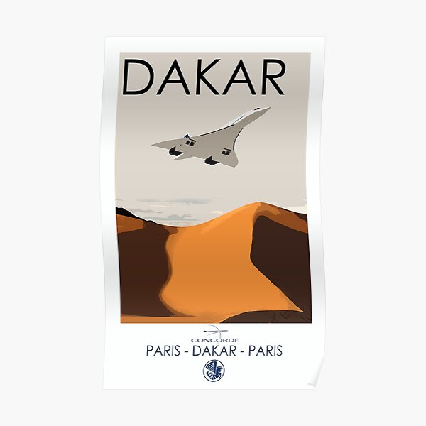 Paris - Dakar - affiche Concorde de style vintage - Air France Poster