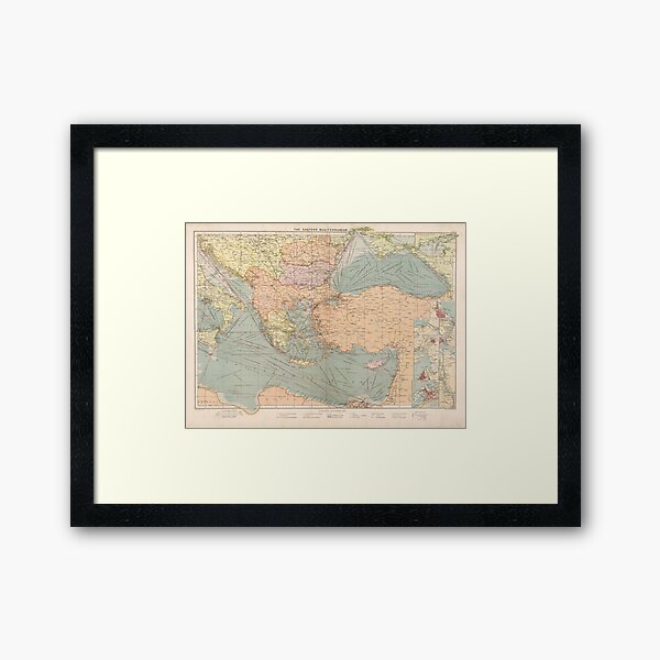 Item preview, Vintage Map of The Eastern Mediterranean Ports (1905) designed and sold by BravuraMedia.